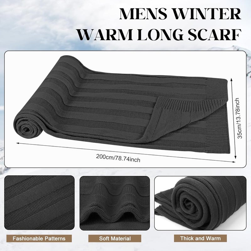 Darller Mens Winter Hats Scarf for Men with Touchscreen Gloves Warm Long Scaves and Skull Caps Beanie Hat Gloves Set - Image 3